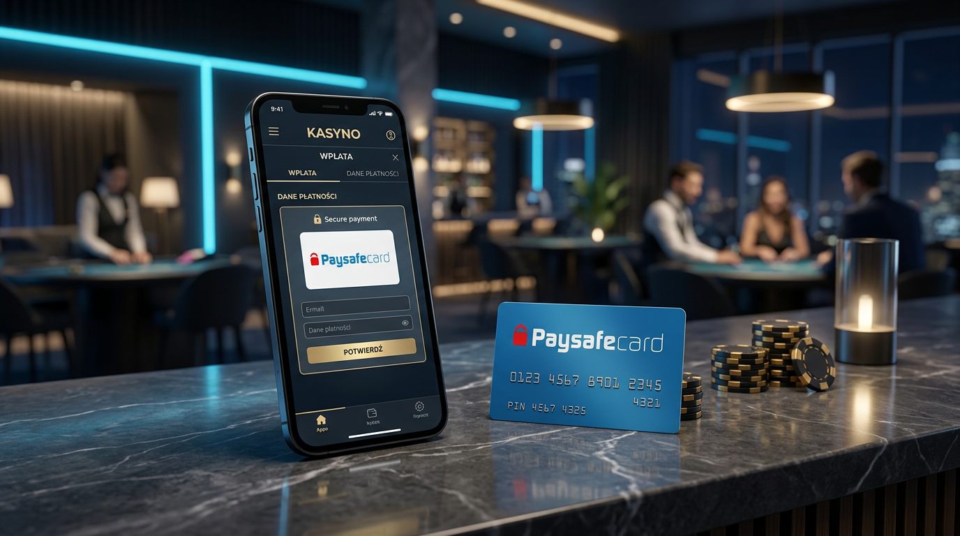 Płatność Paysafecard w nowoczesnym kasynie online na telefonie.